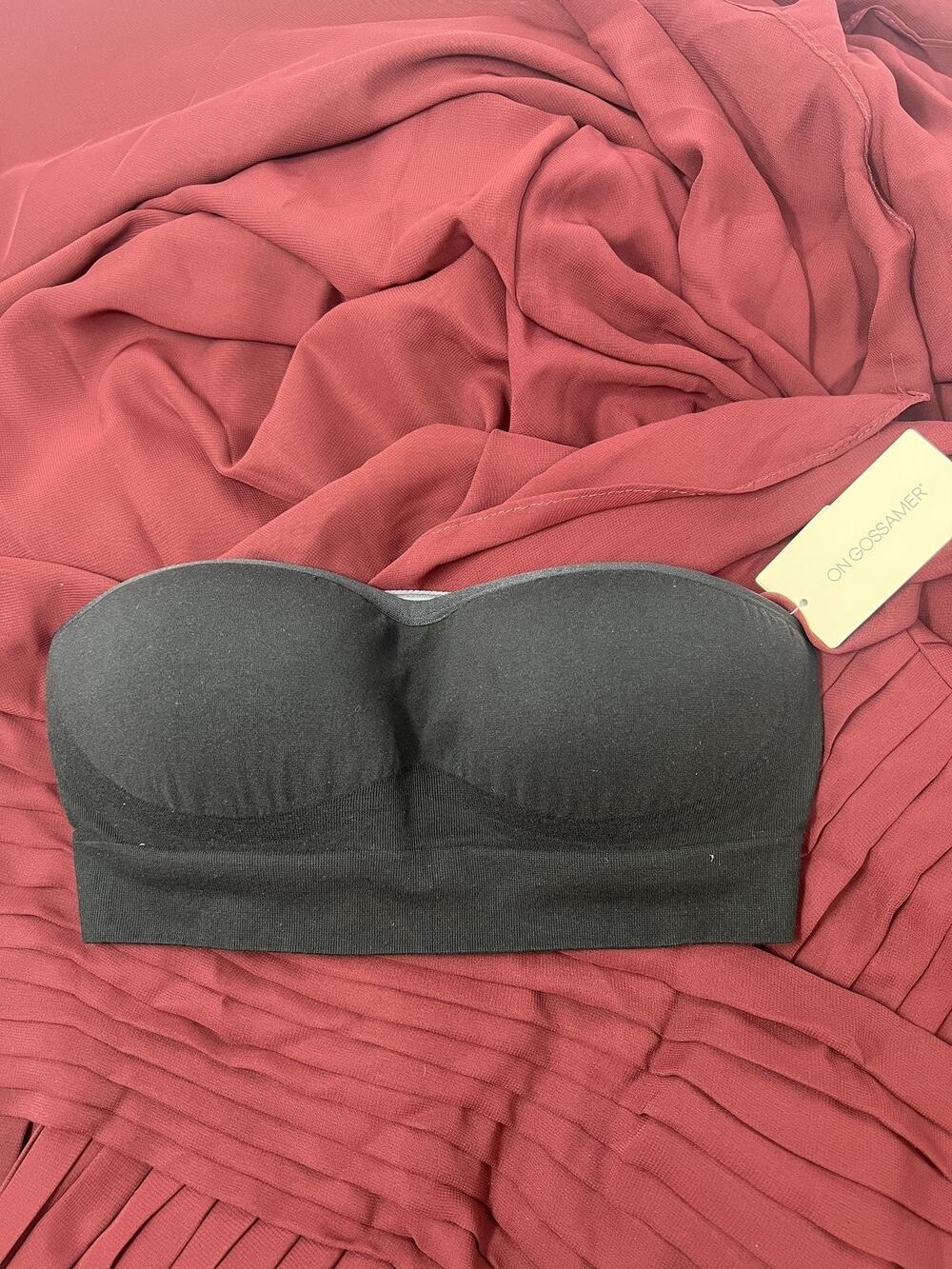 On Gossamer NWT US S Black Cabana Cotton G5312 Strapless Bandeau Bra